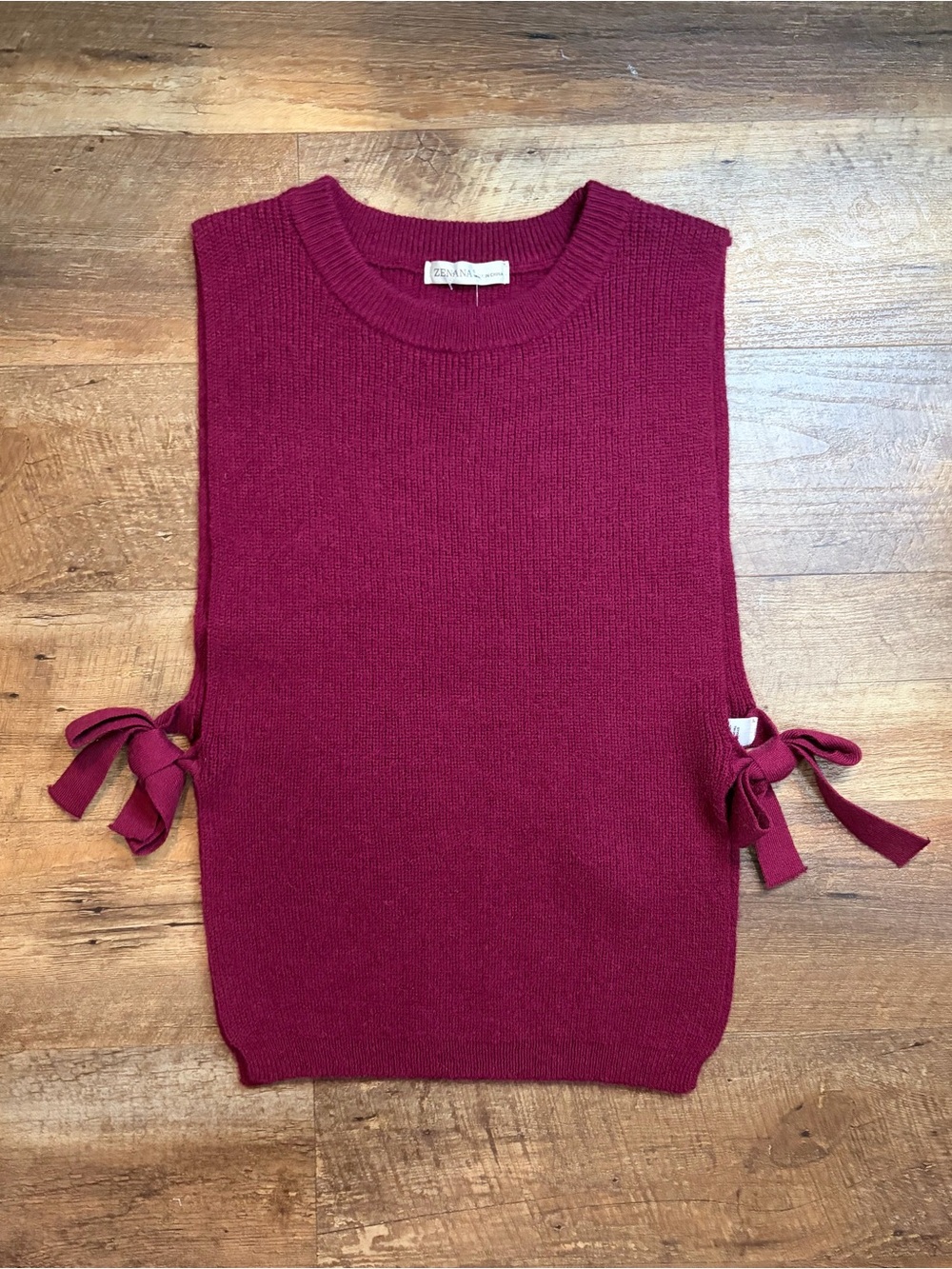 Zenana Outfitters Sleeveless Knit Top in Berry with Side Ties